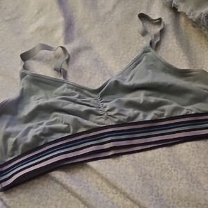 Seamless Light Gray Bralette with Striped Elastic Band
